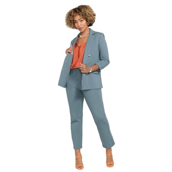 Betabrand Women's Monroe Crop Trouser Straight Blue Haze Dress Pants Medium Long - Picture 1 of 14